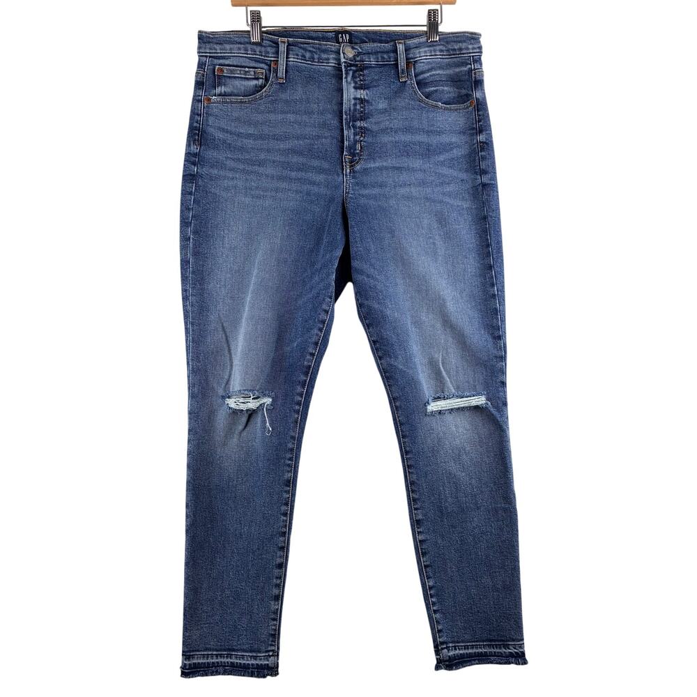 NWOT Gap True Skinny Denim Jeans Women's 16/33R Blue Cotton Stretch Fading